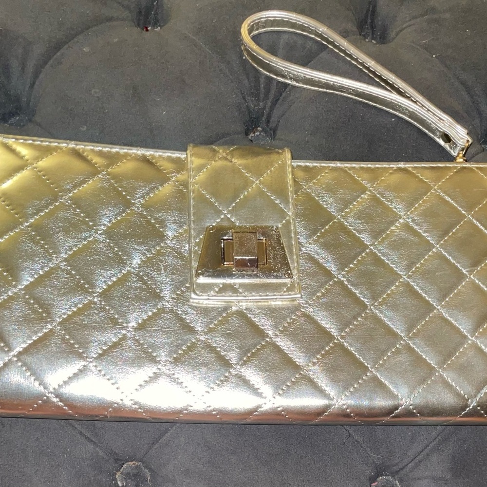 A New Day Metallic Gold Quilted Wristlet
